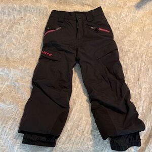 Marmot Kids Dark Snow Pants with Pink Accents